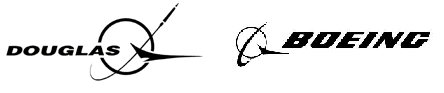 Logos from Douglas (prior to 1967) and Boeing (after 1997 merger).
