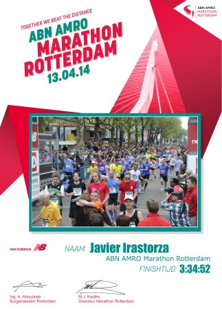 Rotterdam marathon diploma.