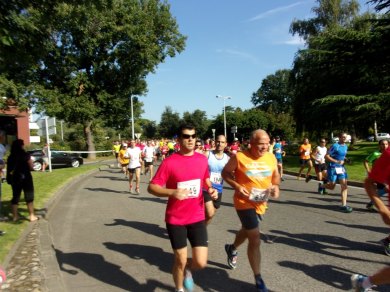 Running the first km.