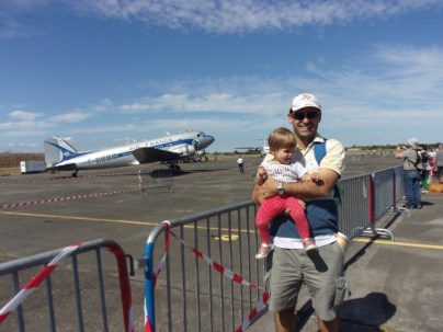Andrea and I posing in front of a DC-3.