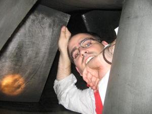 Me among the vanes of the stator.