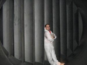 Cleaning the inside of the wind tunnel.