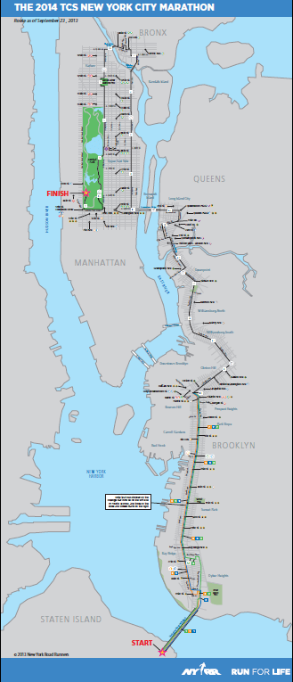 NY marathon course map.