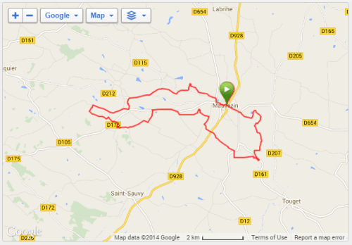 Route of the race as recorded by my Garmin GPS.