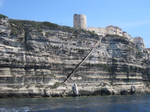   "Stairway of the King of Aragon", legendarily carved out of the steep cliff face before Bonifacio in a single night during Alfonso V's siege of the town.