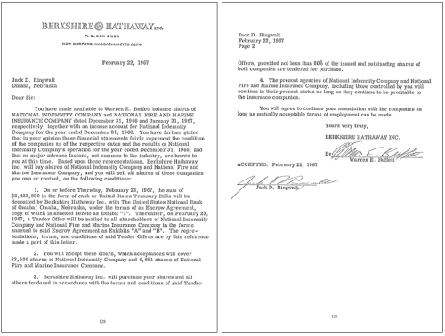 Offer Letter for National Indemnity (retrieved from BRK 2014 annual report [PDF, 2.2MB])