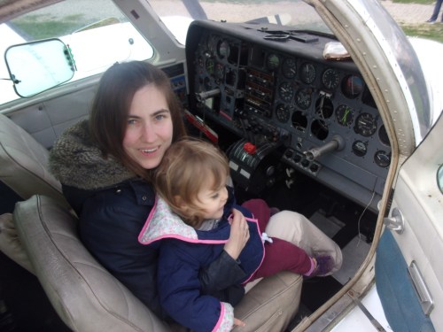 Luca and Andrea inside a Cessna 310.