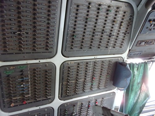 Circuit breakers panel of a Sud Aviation Caravelle.